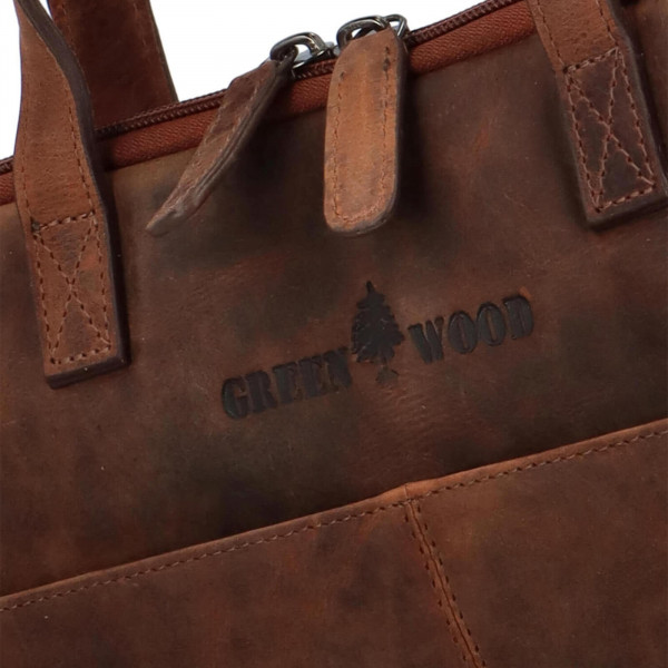 Pánská kožená taška na notebook Greenwood Levone - hnědá
