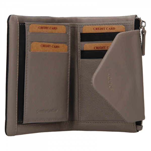 Dámská kožená peněženka Lagen Alfie - černo-šedá
