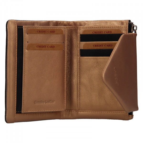 Dámská kožená peněženka Lagen Alfie - černo-zlatá