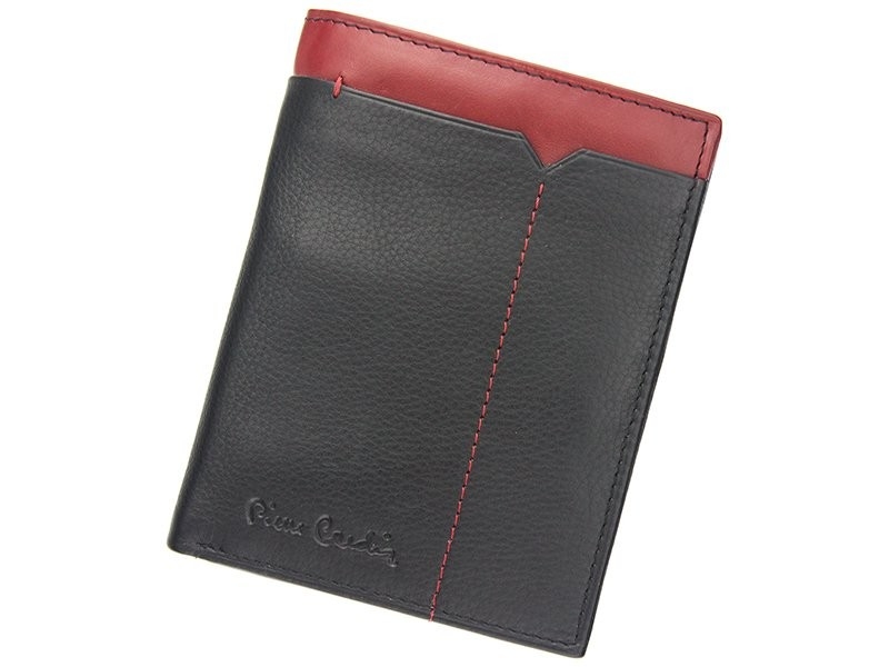 Pánská kožená peněženka Pierre Cardin Saturn - černo-červená