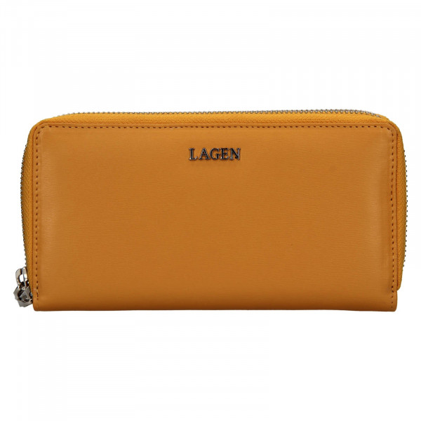 Dámská kožená peněženka Lagen Double - žlutá