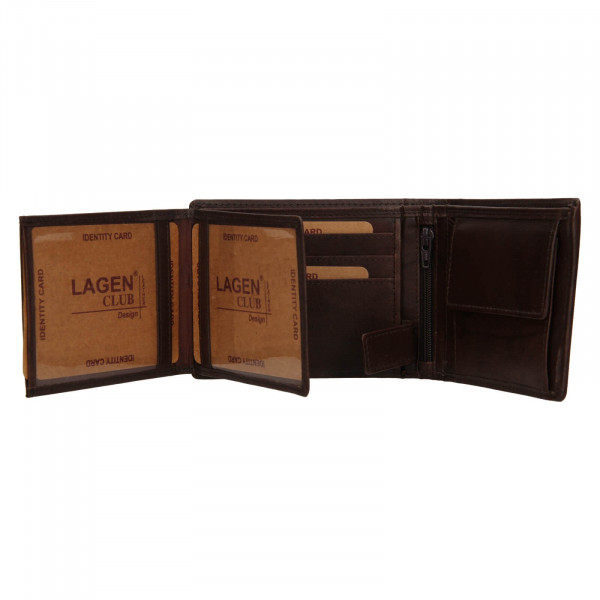 Pánská kožená peněženka Lagen Aleš - tmavě hnědá