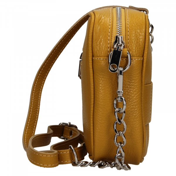 Trendy dámská kožená crossbody kabelka Facebag Ninals - žlutá