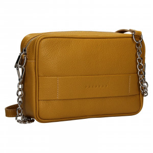 Trendy dámská kožená crossbody kabelka Facebag Ninals - žlutá