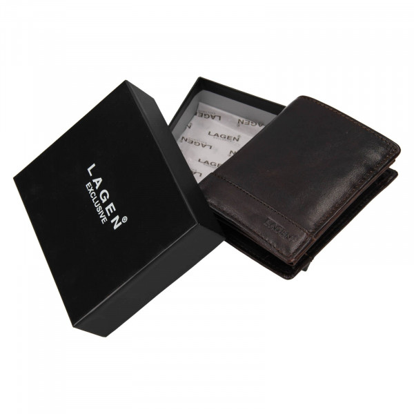 Pánská kožená peněženka Lagen Thoress - tmavě hnědá