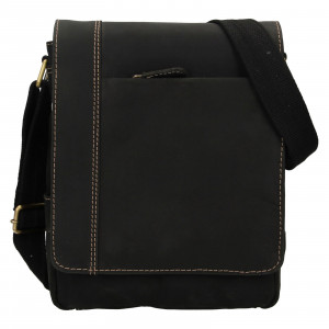 Pánská kožená taška přes rameno HGL Donet - černá