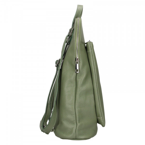 Dámská kožená batůžko-kabelka Italia Ella - zelená