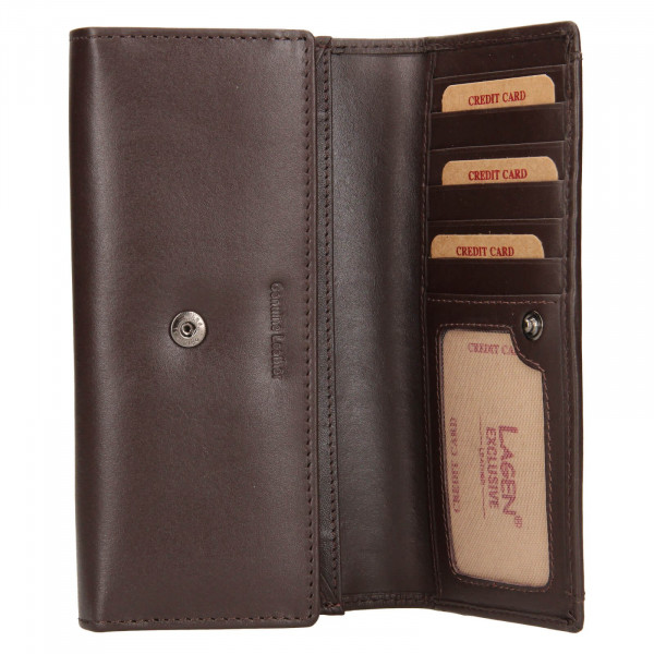 Dámská kožená peněženka Lagen Carlas - tmavě hnědá