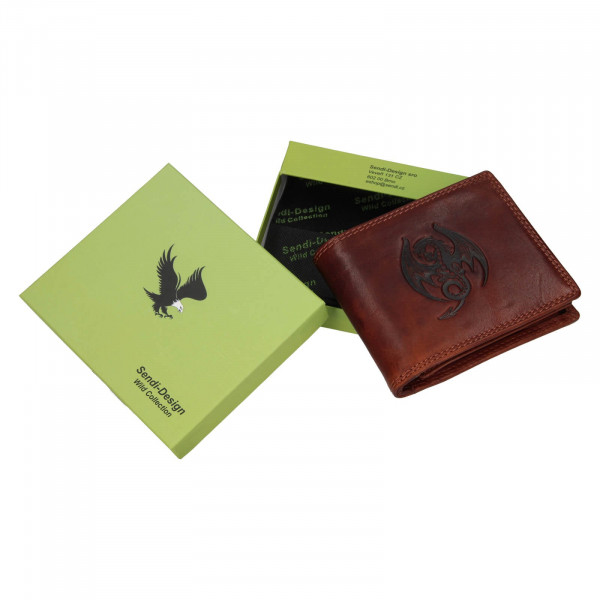 Pánská kožená peněženka SendiDesign Dragon - hnědá