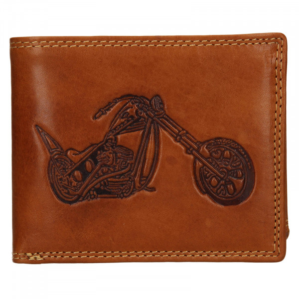 Pánská kožená peněženka SendiDesign Moto - koňak