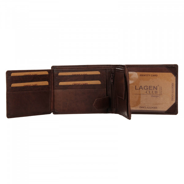Pánská kožená peněženka Lagen Alexej - tmavě hnědá
