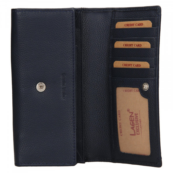 Dámská kožená peněženka Lagen Carlas - tmavě modrá