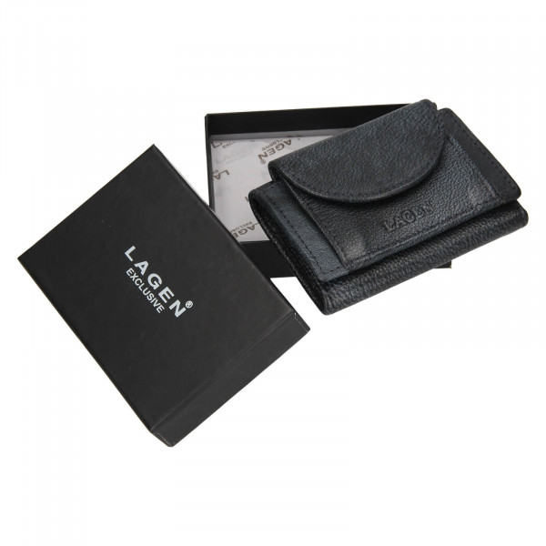 Dámská kožená slim peněženka Lagen Mellba - černo-modrá