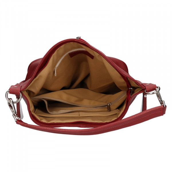 Dámská kožená kabelka Italia Ramma - tmavě červená