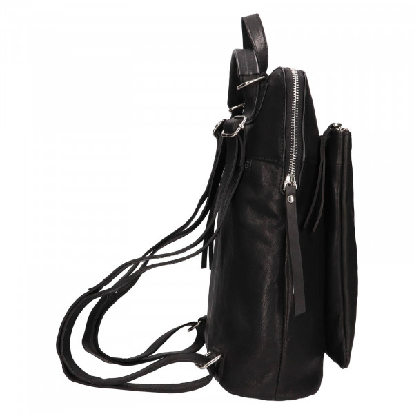 Dámská kožená batůžko-kabelka Lagen Jassika - černá