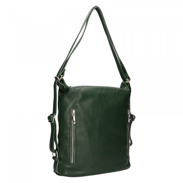 Dámská kožená batůžko kabelka Italia Maura - tmavě zelená