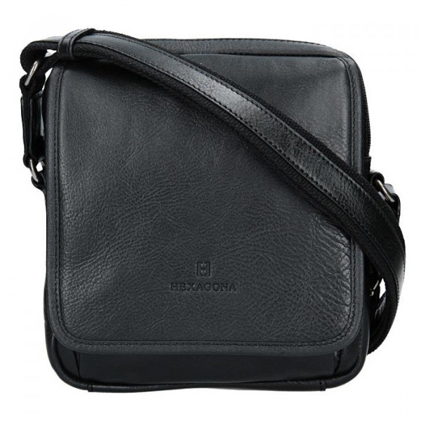 Pánská kožená taška přes rameno Hexagona 129898 - černá