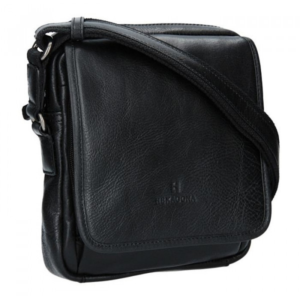 Pánská kožená taška přes rameno Hexagona 129898 - černá