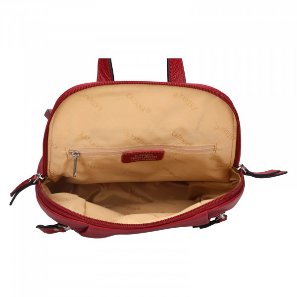 Dámský kožený batoh Katana Eliabet - červená