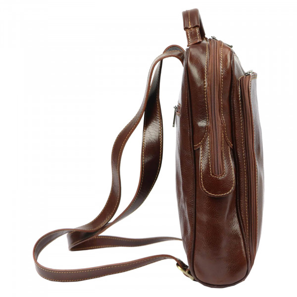 Elegantní kožený batoh Vera Pelle Udine - hnědá