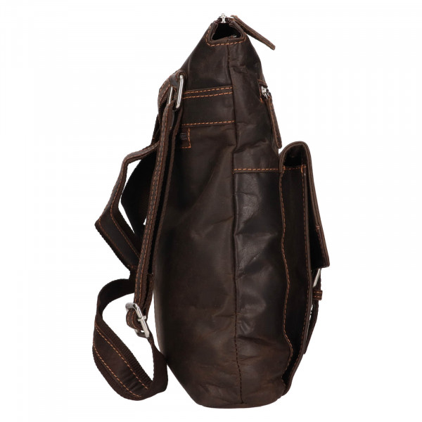 Pánská kožená taška přes rameno Greenwood Amsier - tmavě hnědá