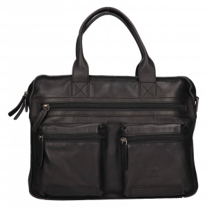 Pánská kožená taška na notebook Dakar Paul - černá