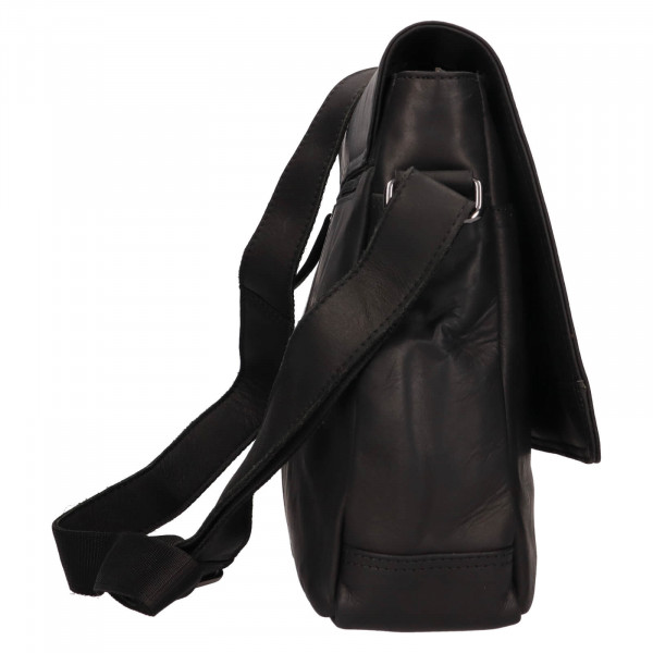 Pánská kožená taška přes rameno Greenwood Agust - černá