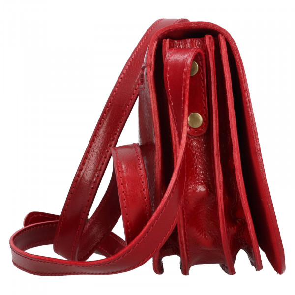 Dámská kožená crosbody kabelka Italia Yvone - červená