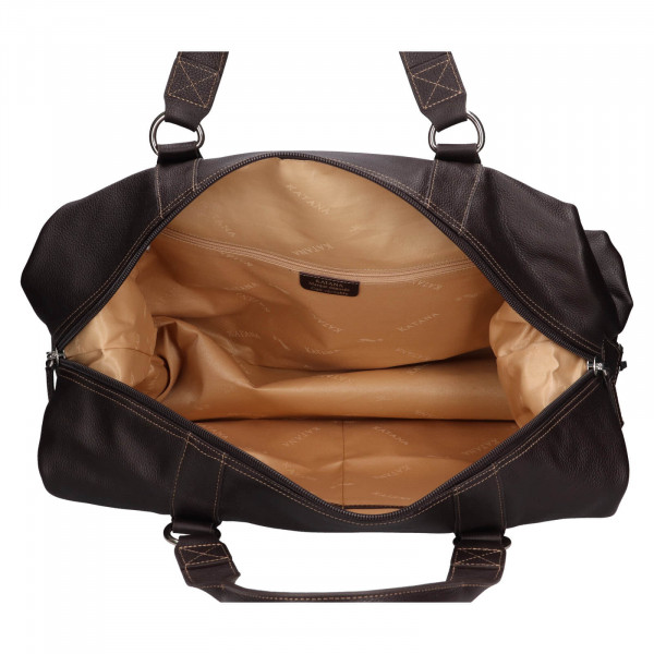 Cestovní kožená taška Katana Trev - tmavě hnědá