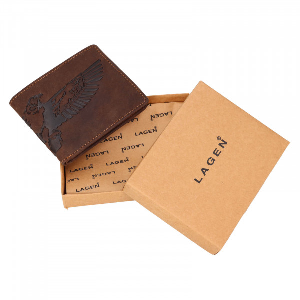 Pánská kožená peněženka Lagen Egell - tmavě hnědá