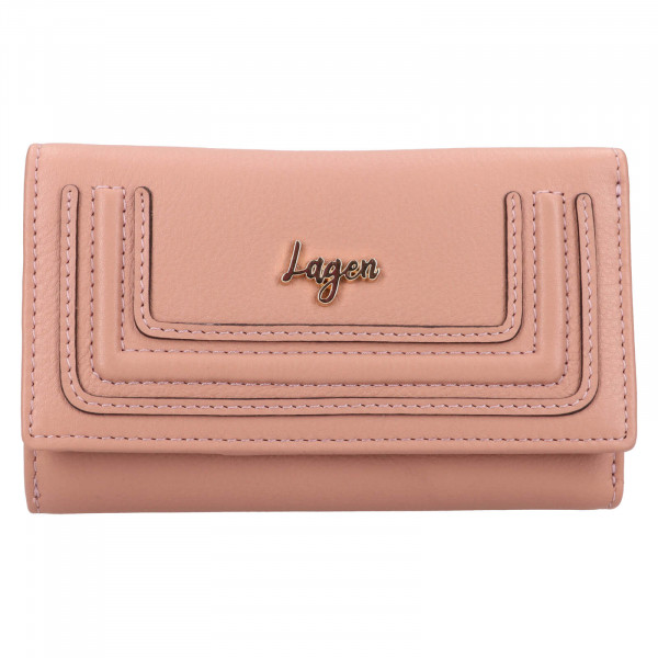 Malá dámská kožená peněženka Lagen Mika - růžová