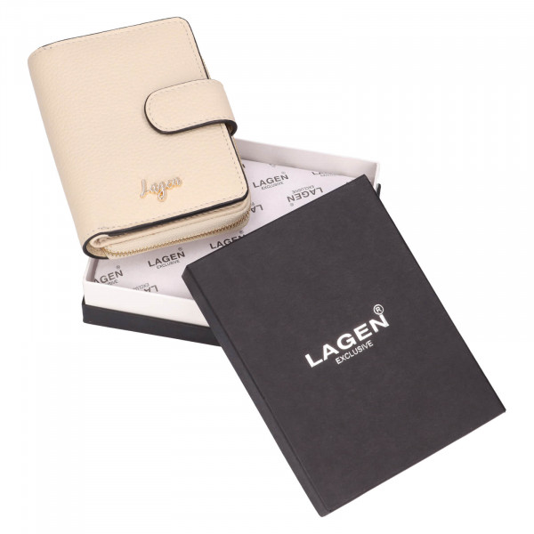 Malá dámská kožená peněženka Lagen Silla - krémová