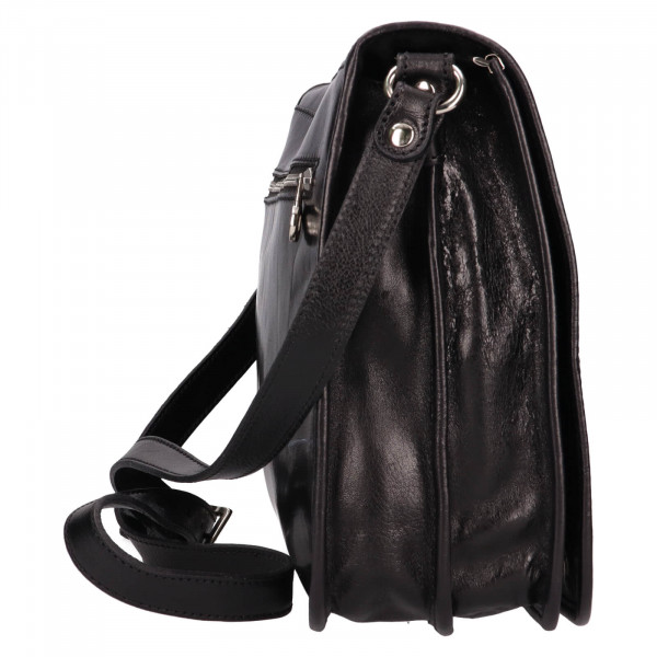 Kožená messenger taška Italia Tolous - černá