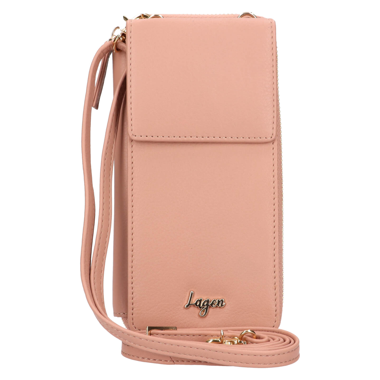 Dámská kožená peněženko-kabelka na mobil Lagen Alexa - růžová