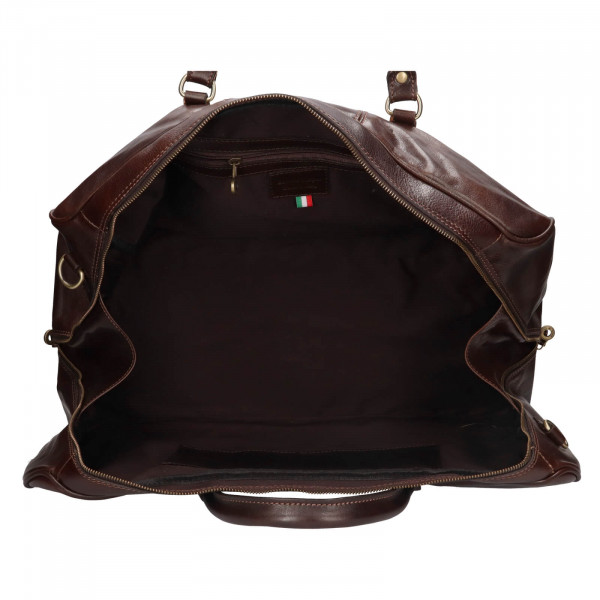 Pánská kožená cestovní taška Italia Lensc - tmavě hnědá