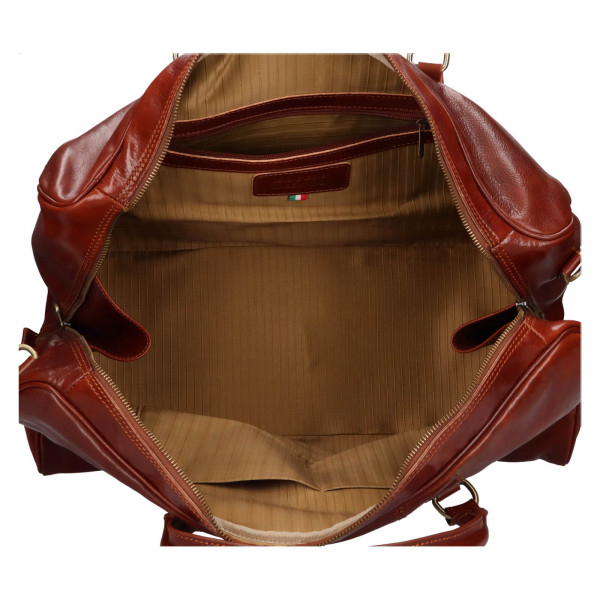 Pánská kožená cestovní taška Italia Lensc - hnědá