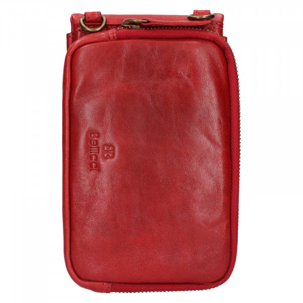 Dámská kožená kabelka na telefon a doklady Bellicci Dorett - červená