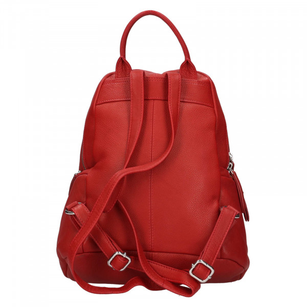 Dámský kožený batoh The Trend Vilma - červená