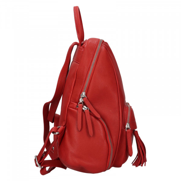 Dámský kožený batoh The Trend Vilma - červená
