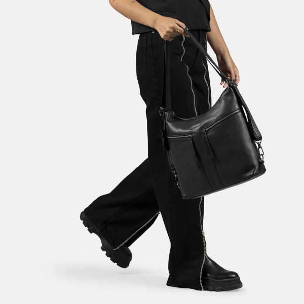 Dámská kožená batůžko kabelka Burkely Markets - černá