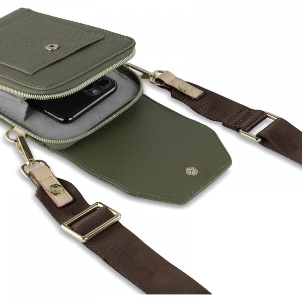 Dámská kožená kabelka na telefon a doklady Bugatti Aldea - zelená