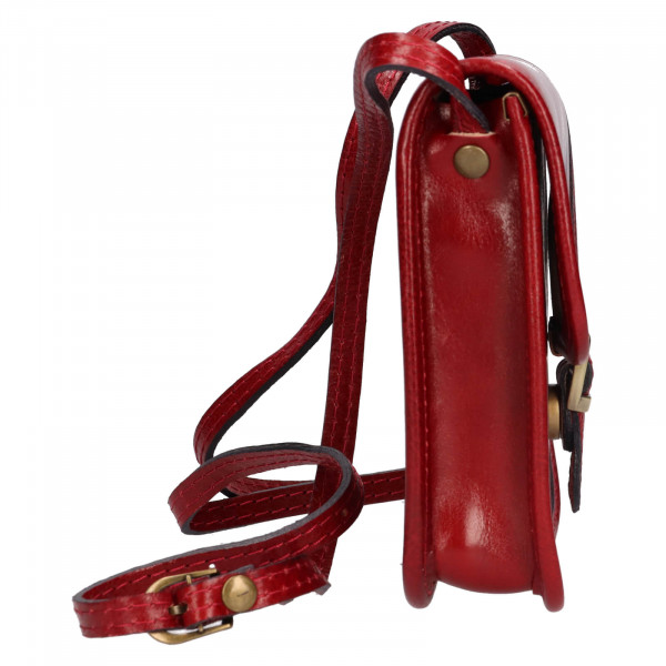 Dámská crossbody kožená kabelka Italia Jitka - červená