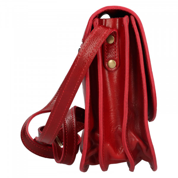 Dámská crossbody kožená kabelka Italia Judit - červená