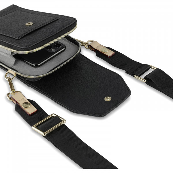 Dámská kožená kabelka na telefon a doklady Bugatti Aldea - černá
