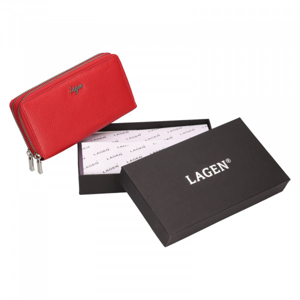 Dámská kožená peněženka Lagen Double - červená